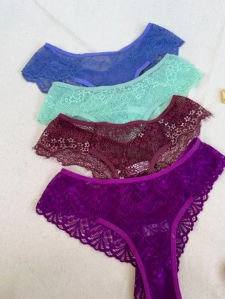 Kit Calcinhas De Renda Fio Dental Sexy Lingerie Feminina Moda