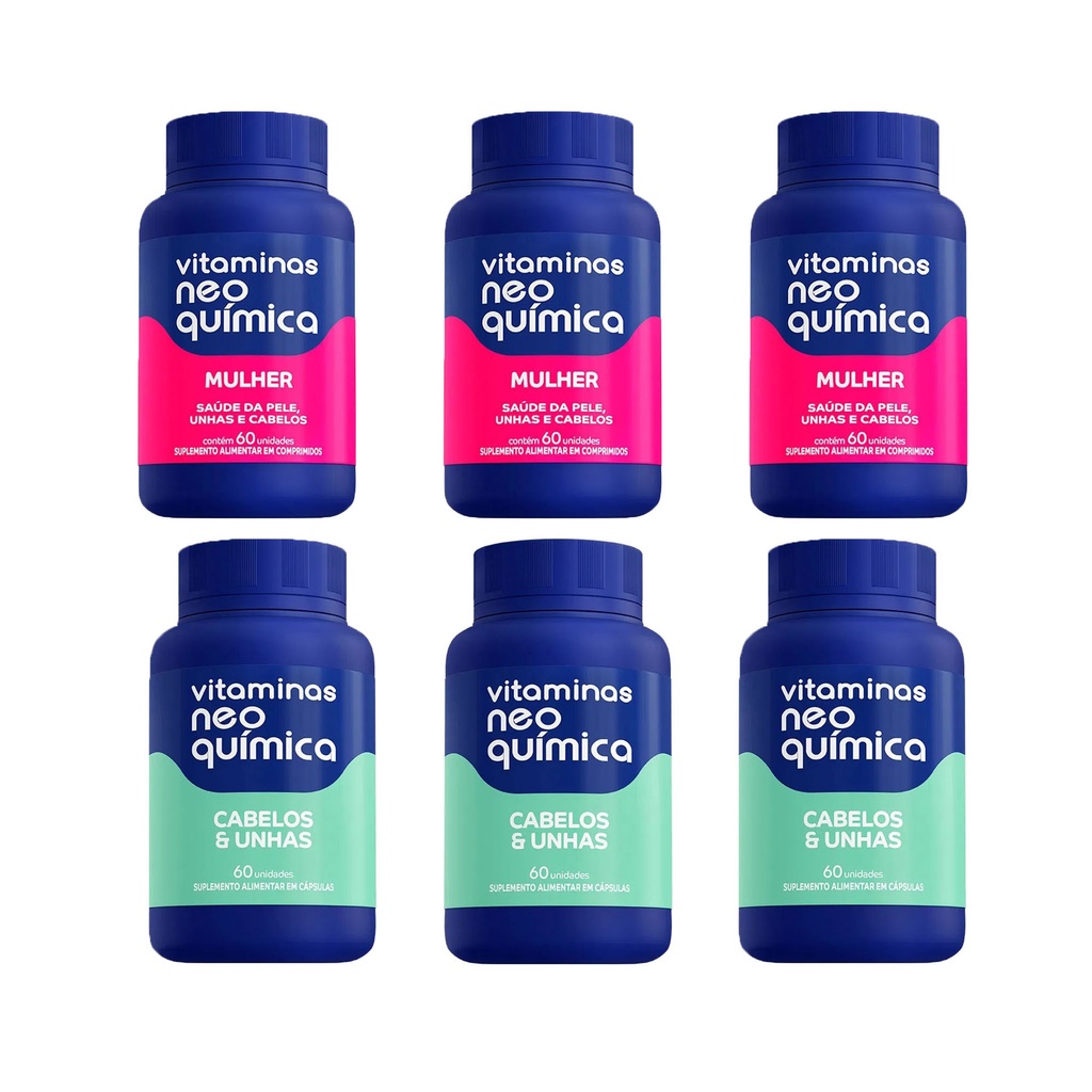 Kit 3 Vitaminas Neo Química Centrotabs Mulher 3 Cabelos E Unhas