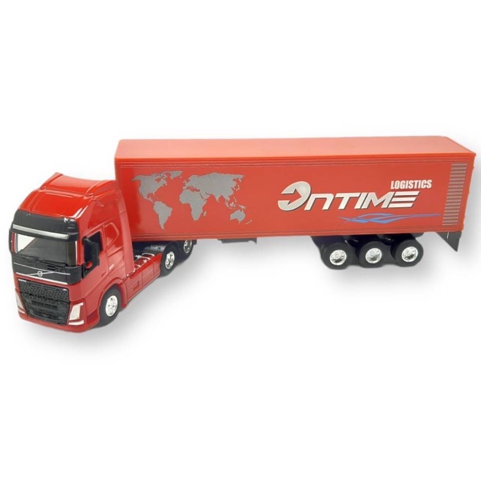 Miniatura Caminhão Volvo FH Trucado Carreta Baú TIME Welly 1 64