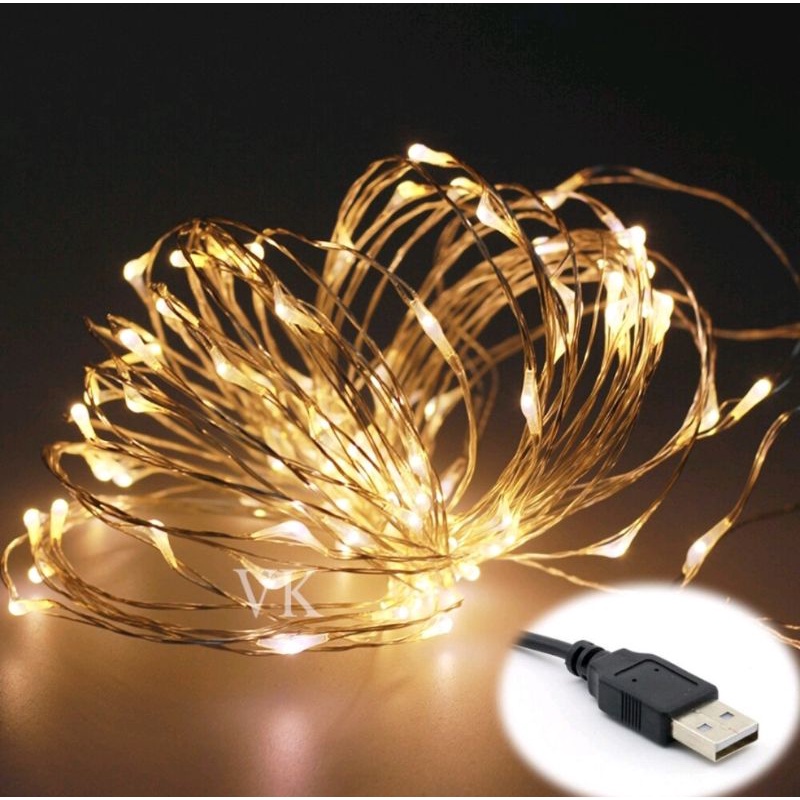 Fio De Fada Led Cobre Usb Cord O Mts Led Branco Quente