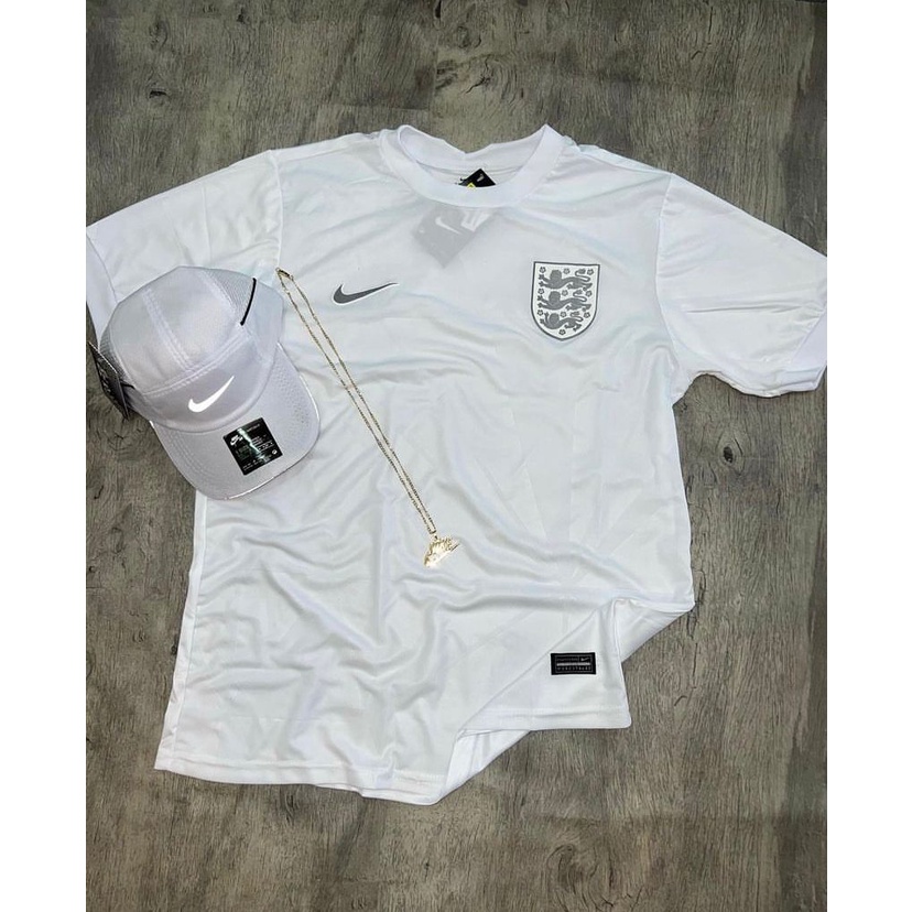 Camisa Camiseta Inglaterra Branco Refletivo Gola Redonda 2022 2023