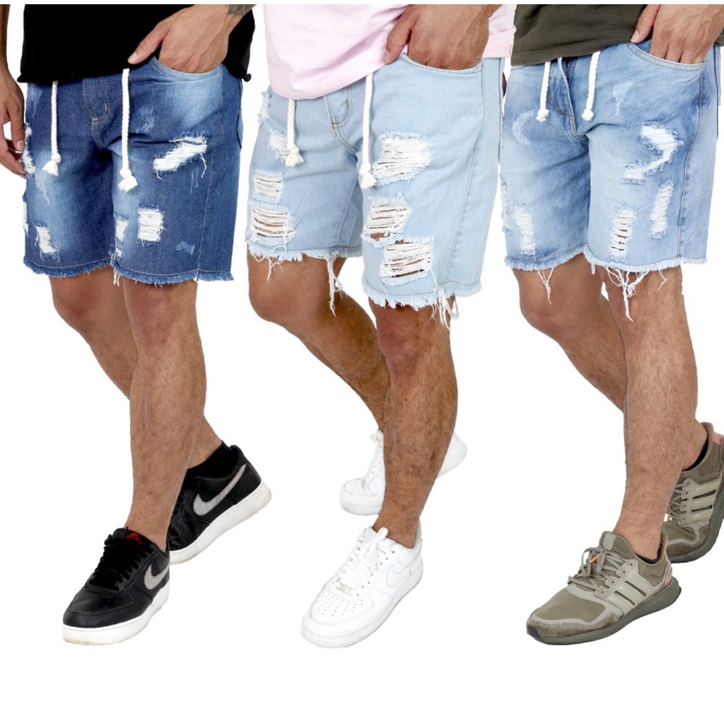 Kit Bermudas Jeans Rasgada Destroeyd Lan Amento Shopee Brasil