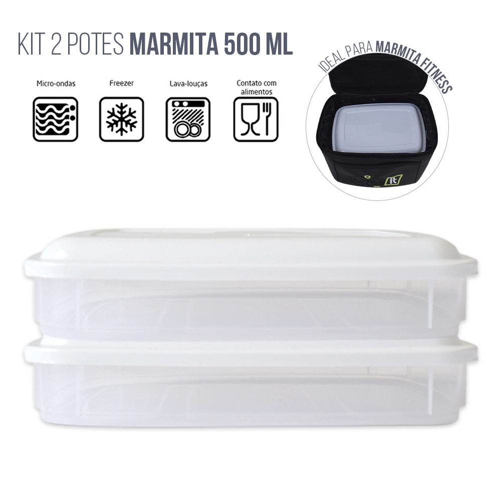 Kit Pote Marmita 2 Unidades Retangular Transparente Vasilha Mantimento