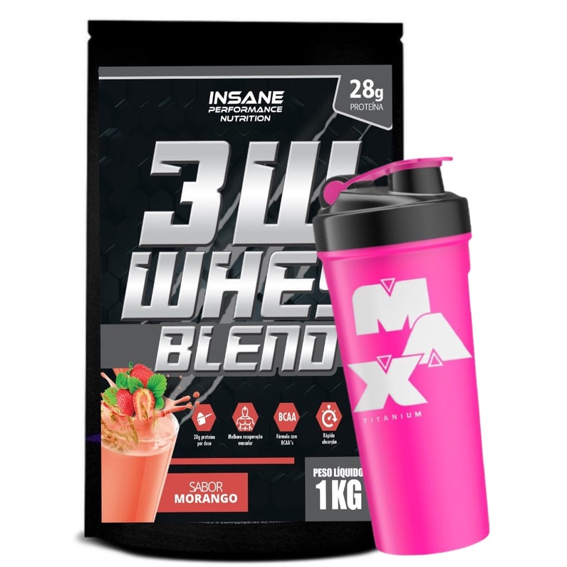 Kit Whey Protein Concentrado 1 Kg Coqueteleira Max Titanium Shopee