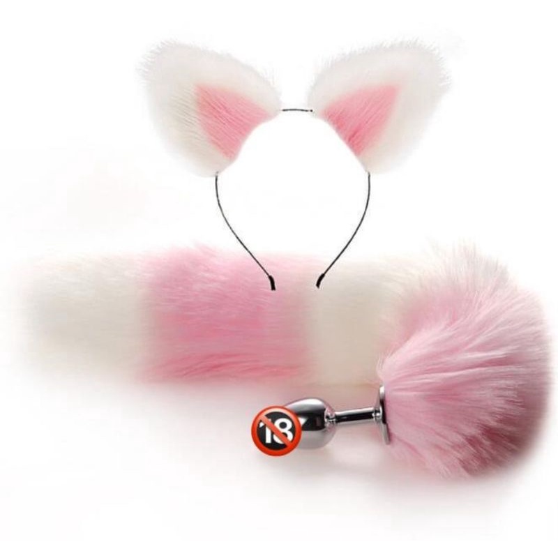 Kit Plug Anal Rabo De Raposa C Tiara Rosa E Branco Shopee Brasil