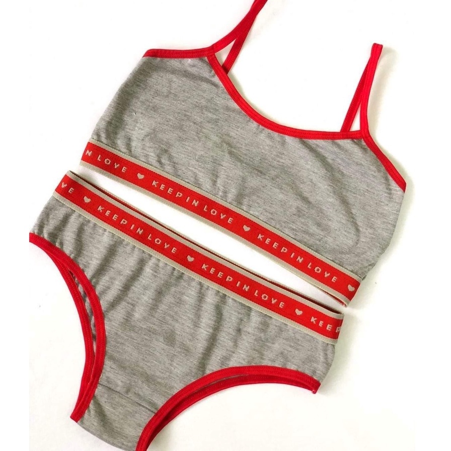 Conjunto Lingerie Infantil Juvenil Sem Bojo Mescla Liso Menina Mo A