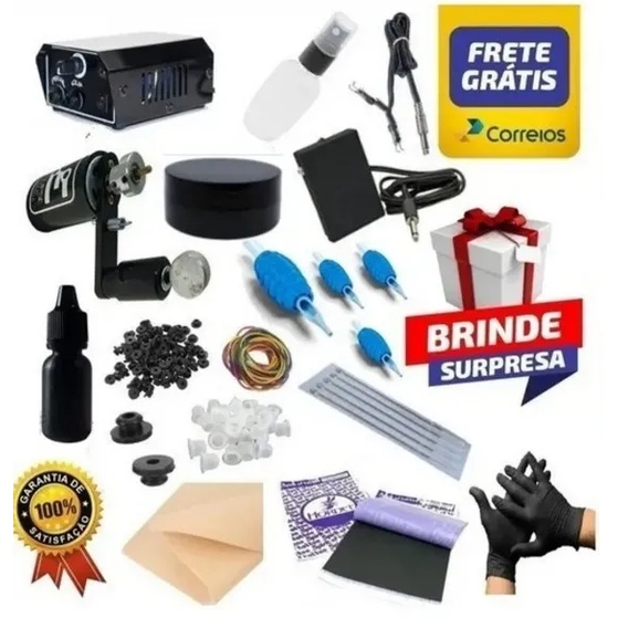 Kit De Tatuagem Tattoo Maquina Rotativa Completo Profissional