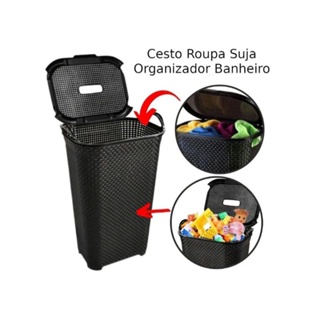 Cesto De Roupa E Organizador Rattan Tampa Basculada Litros