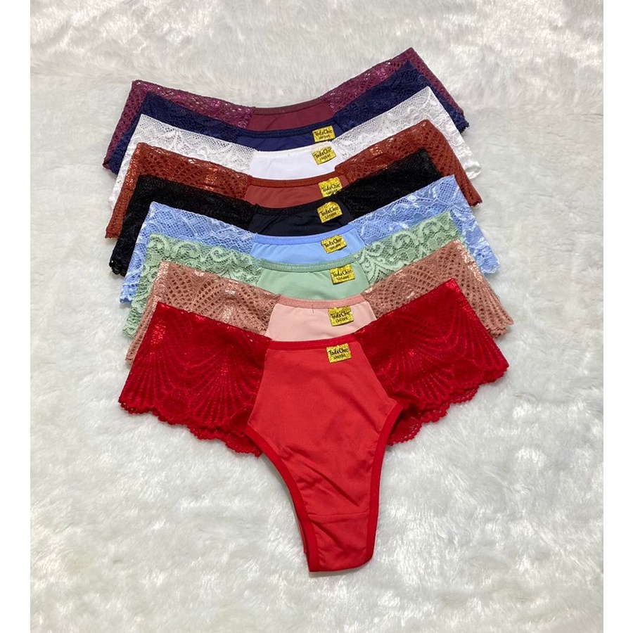 Kit Calcinha Fio Duplo Pala Dupla Conforto Tanga Em Renda Lingerie