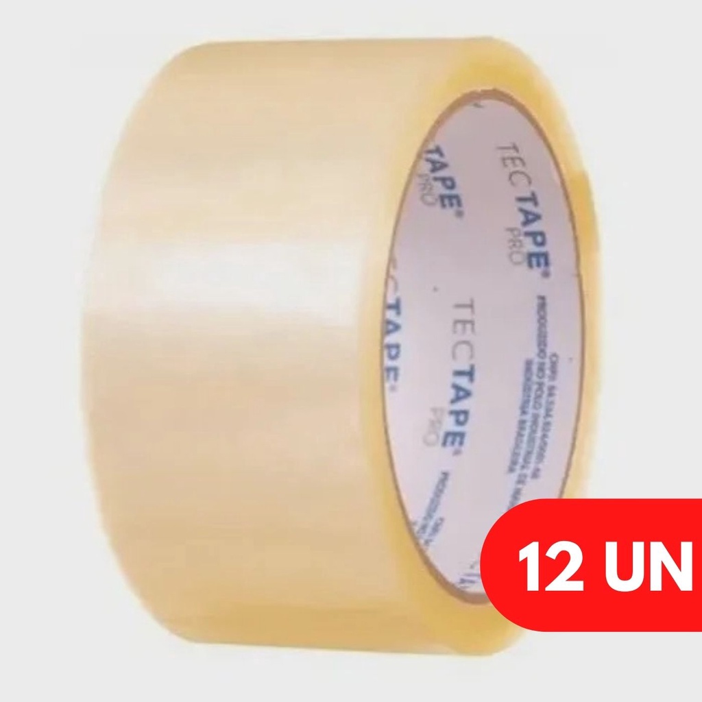 Kit 12 Un Fitas Adesivas Tectape Transparente 48 Mm X 100 M Shopee Brasil