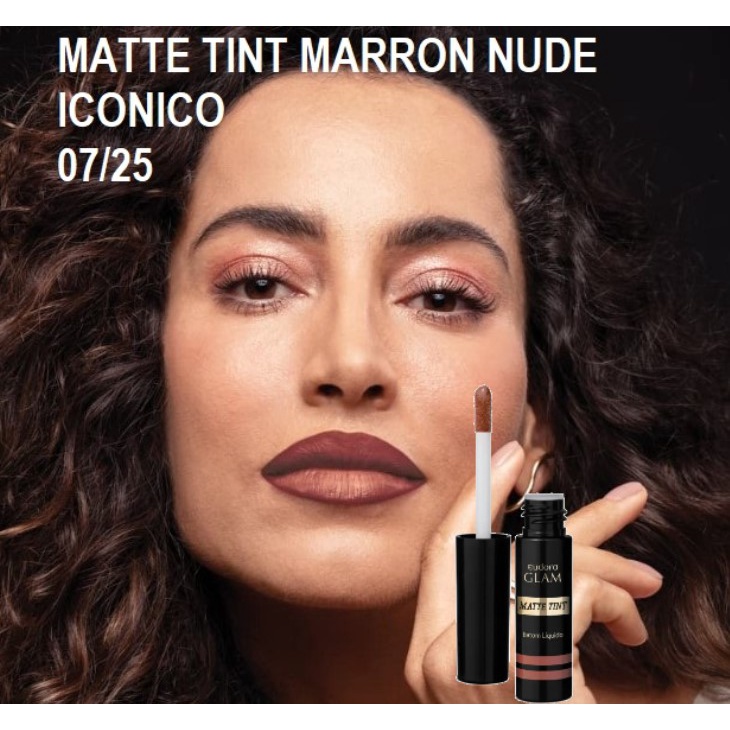 Batom Marrom Nude Iconico Glam Matte Tint 18 Hrs Vermelho Rose 4 Ml