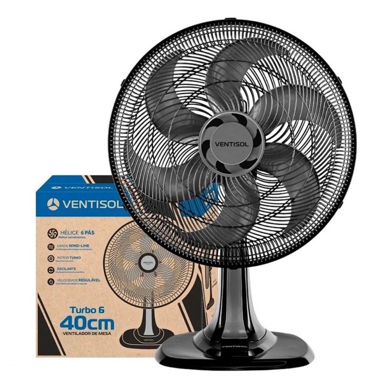 Ventilador Mesa Ou Parede Turbo P Cm Preto Premium Silencioso