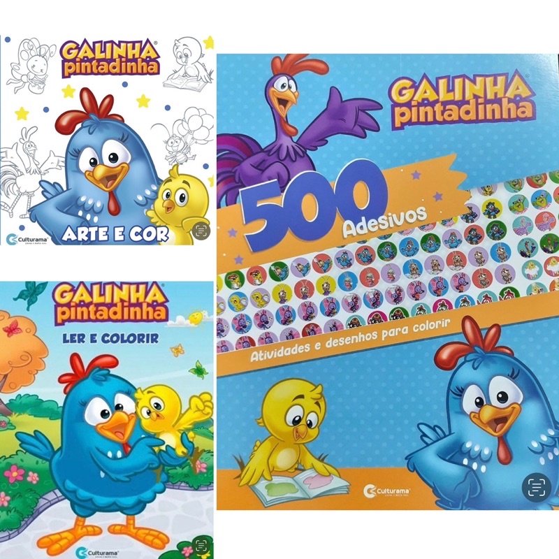 Kit Livros Galinha Pintadinha Livros Ler Colorir Adesivos