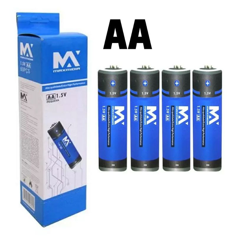 Pilhas Palito Pequena AAA Max Mídia 1 5v kit 1 2 e 4 unidades