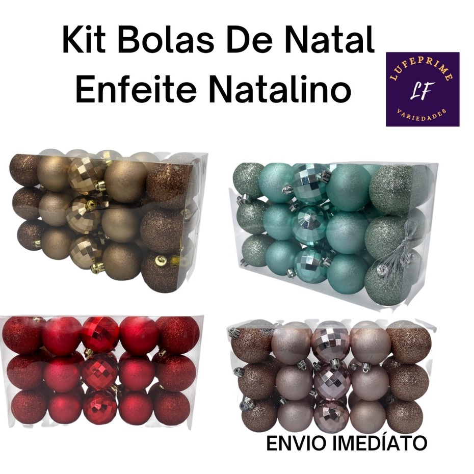 Kit Bolas De Natal Enfeite Natalino Bolinhas 5cm 30un Diversas Cores