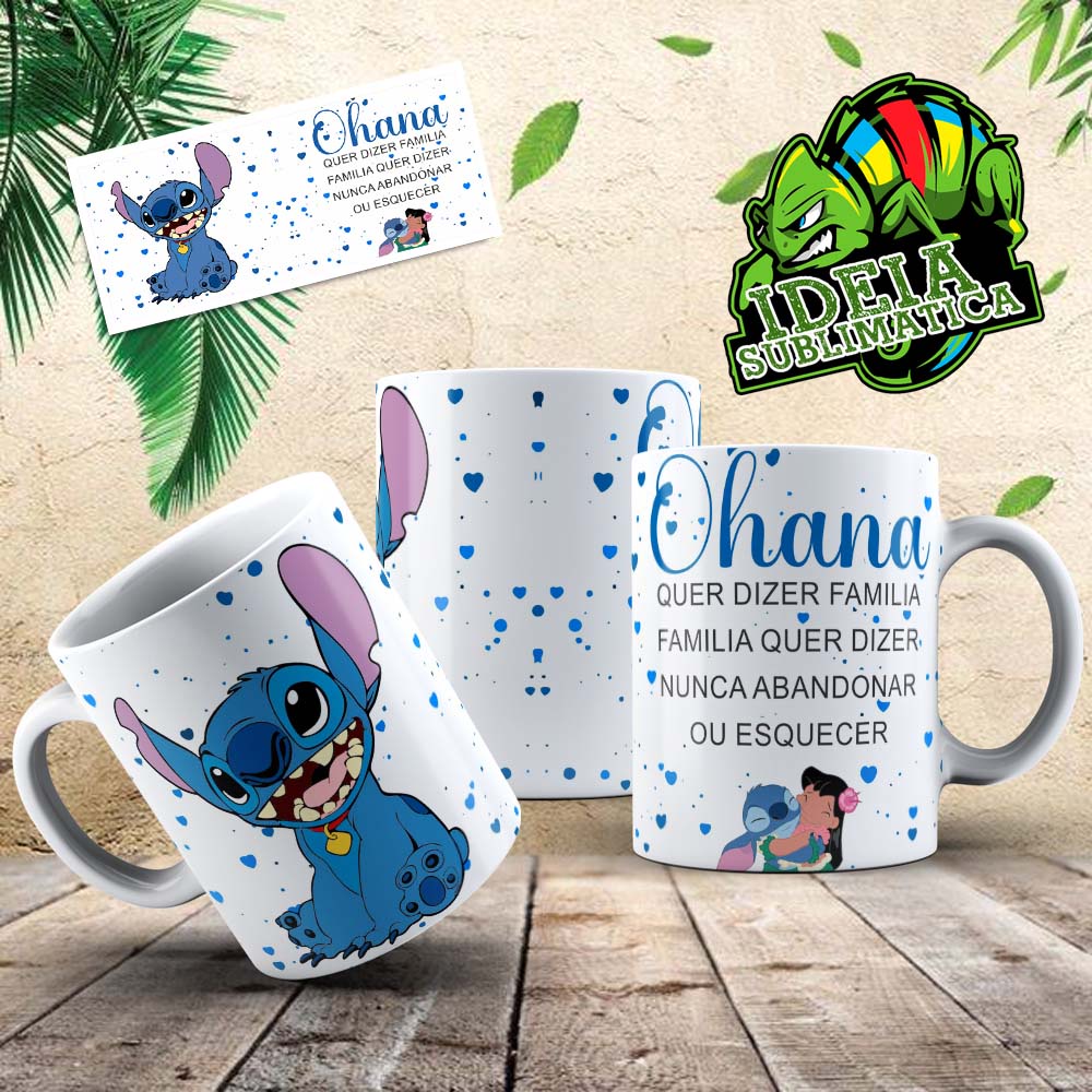 Caneca Personalizada Stitch Ohana Quer Dizer Familia E Familia Quer