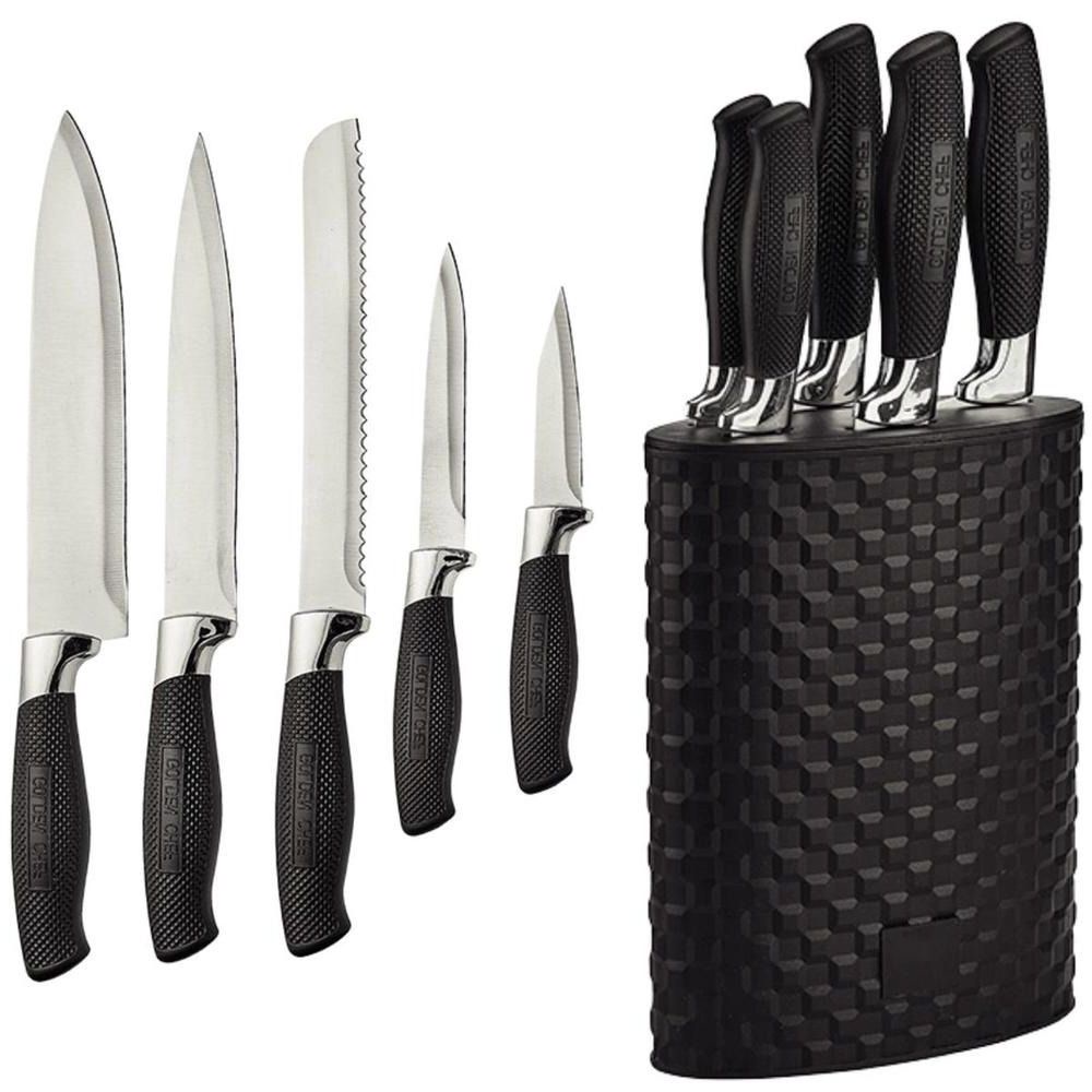 Conjunto 5 Facas Cepo Cozinha Faqueiro Hauskraft Preto Shopee Brasil