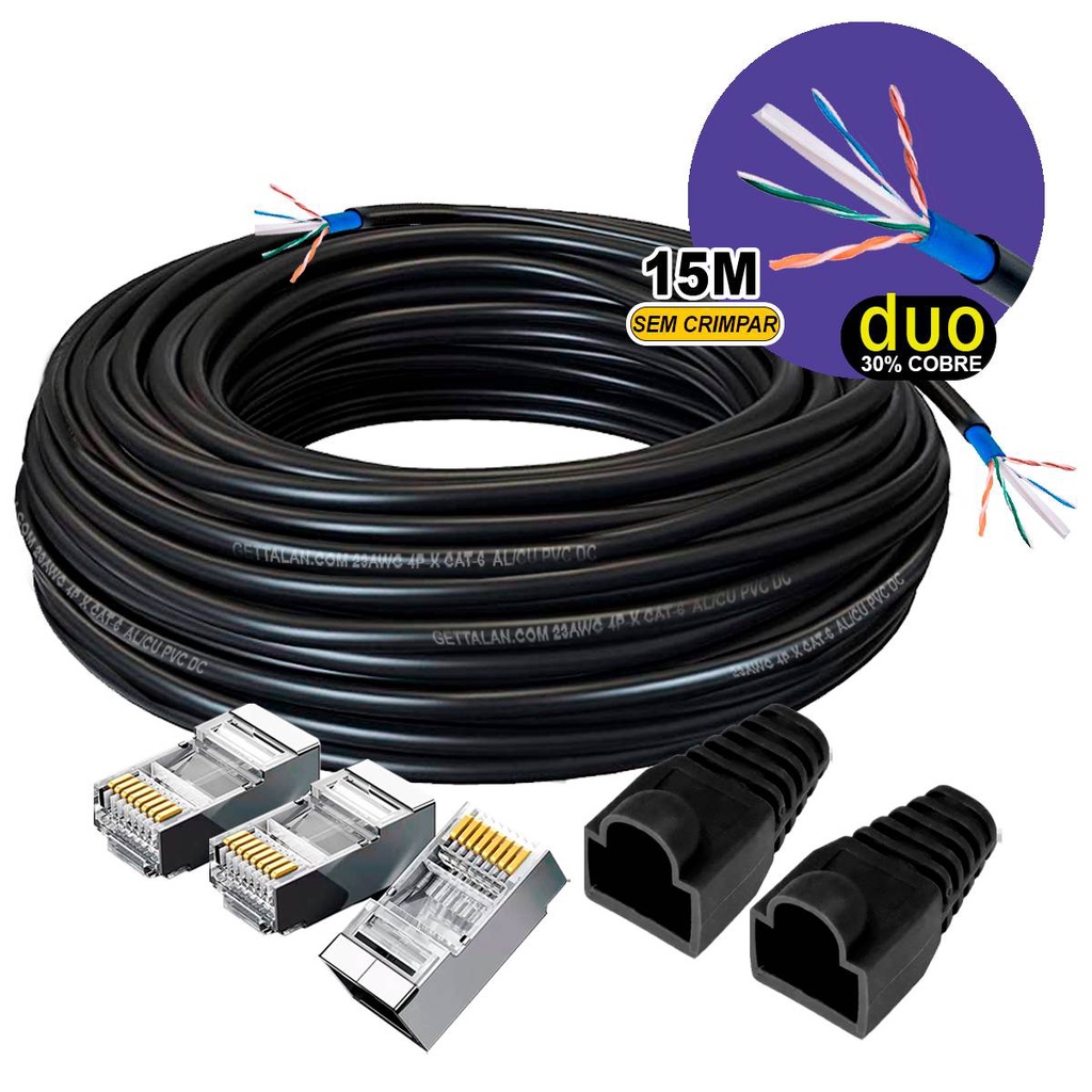 Cabo De Rede Cat6 UTP Dupla Capa Uso Externo 15 Metros Shopee Brasil