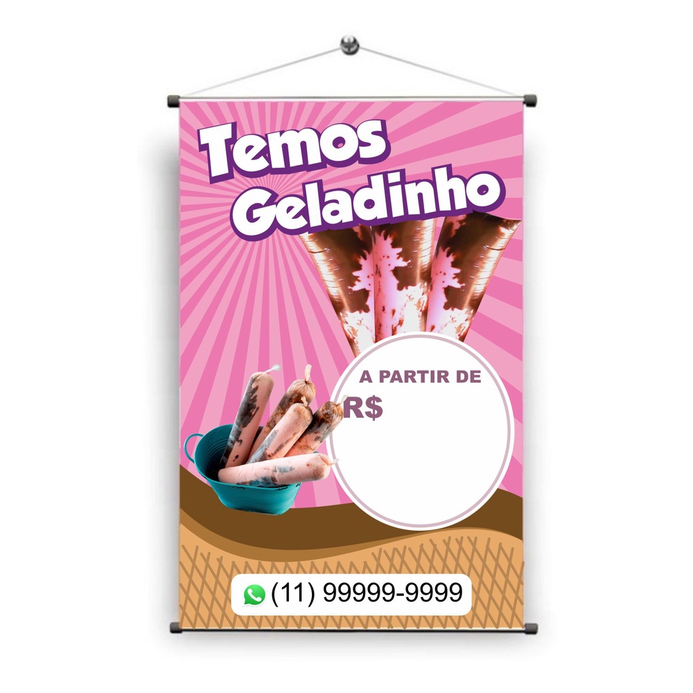 Placa Faixa Banner Aqui Tem Geladinho Pre O Edit Vel Shopee Brasil