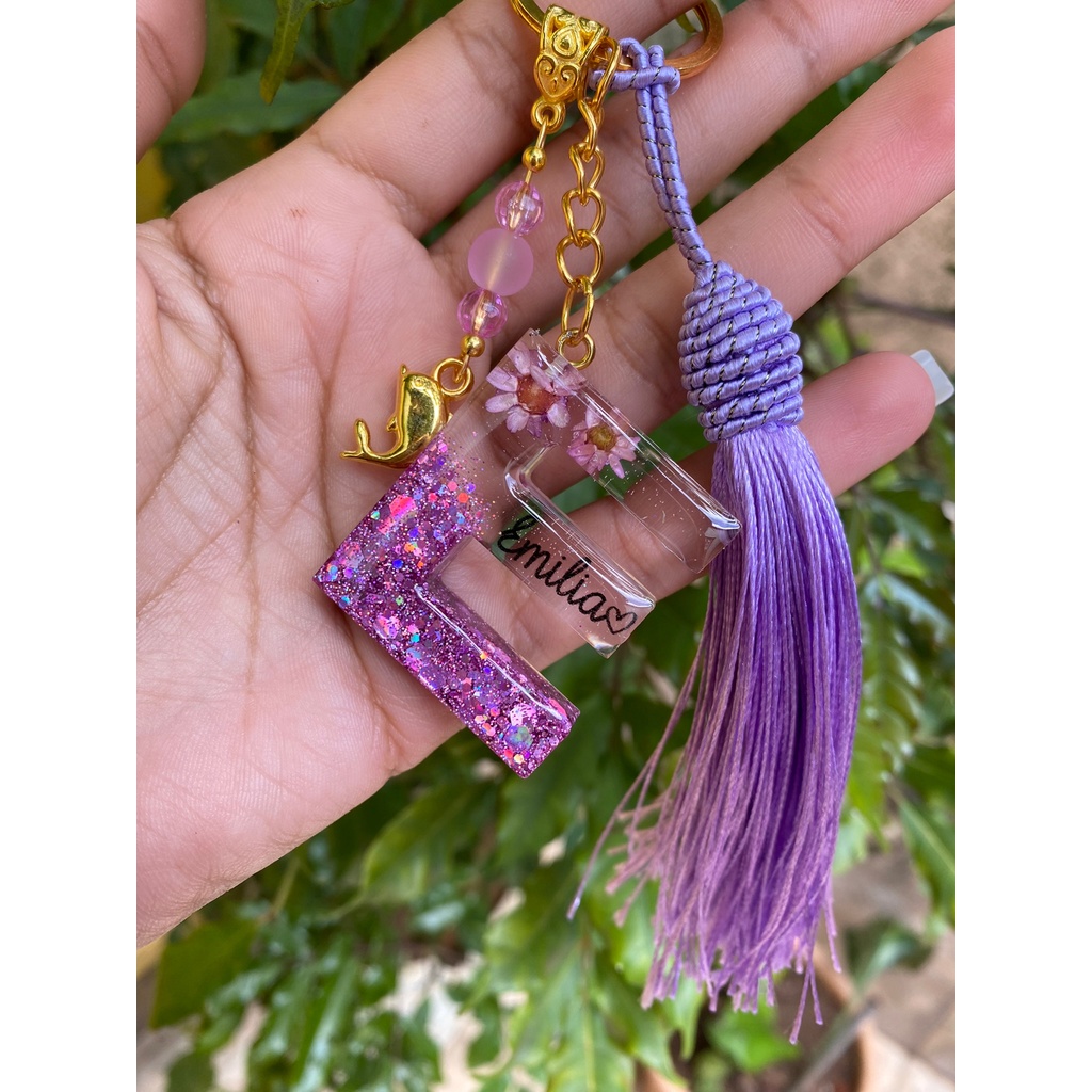 Chaveiro De Letra Em Resina Personalizado Tassel Shopee Brasil