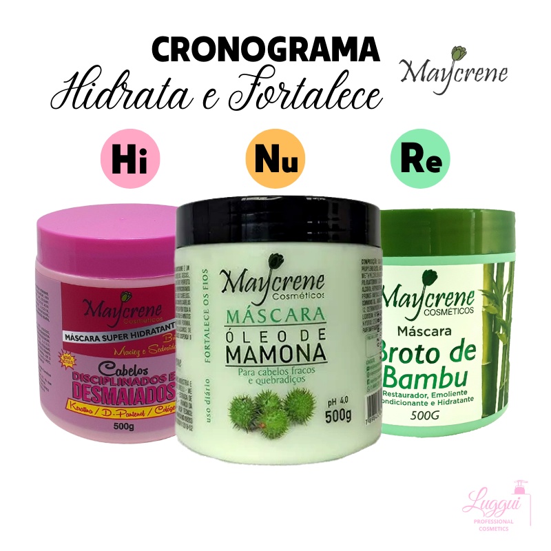 Cronograma Capilar Hidrata E Fortalece 3x500g Maycrene Desmaiados E