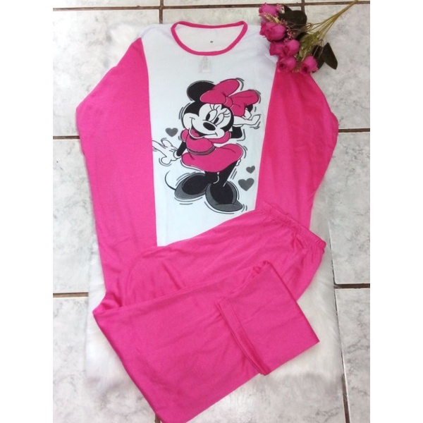 Pijama Longo M Adulto Minnie Mouse Shopee Brasil