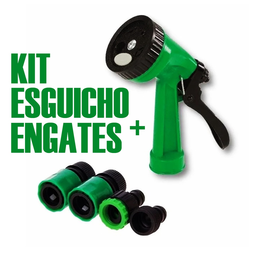 Kit Esguicho Para Mangueira Jardim Pistola 5 Jatos Bico Engates