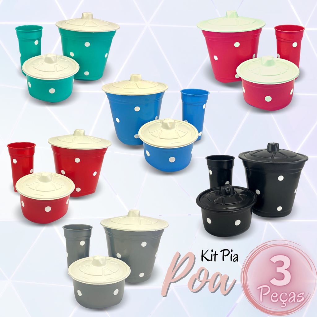 Kit Cozinha Organizador de Pia 3 peças Plásticas Decorativo Lixeira