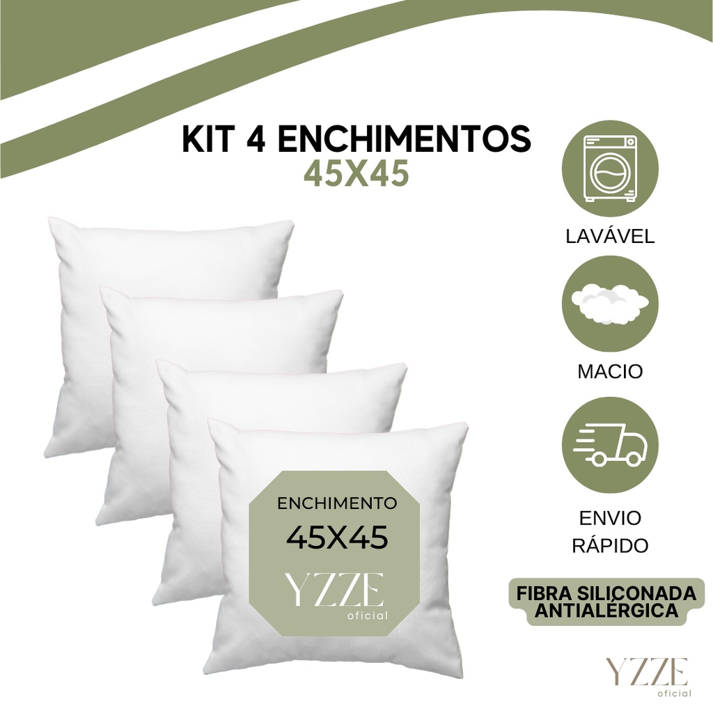 KIT 4 REFIL ENCHIMENTO ALMOFADAS 45x45 EM FIBRA SILICONADA Shopee Brasil