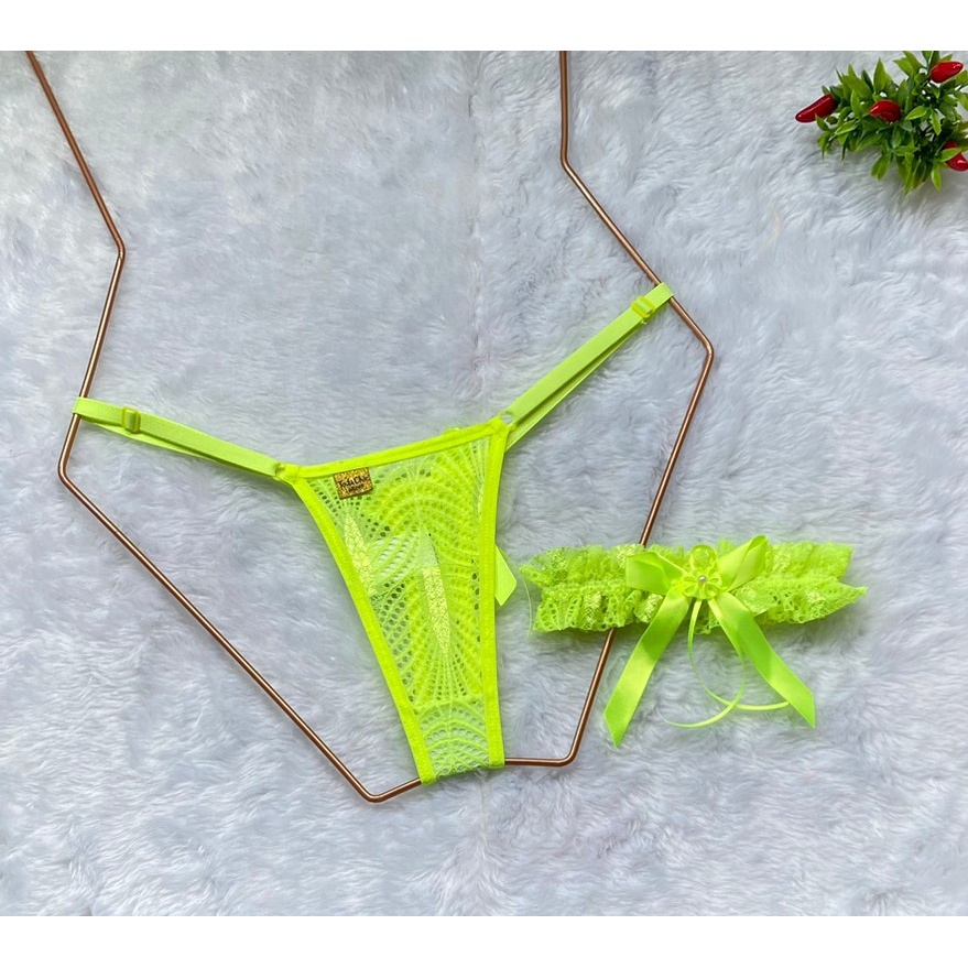 Calcinha Fio Dental Persex Neon Tanga Sexy Perneira Lingerie