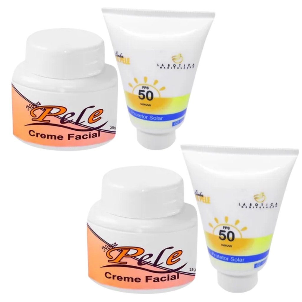 Kit 02 Nova Pele Creme Clareador 25g Protetor Solar Nova Pele