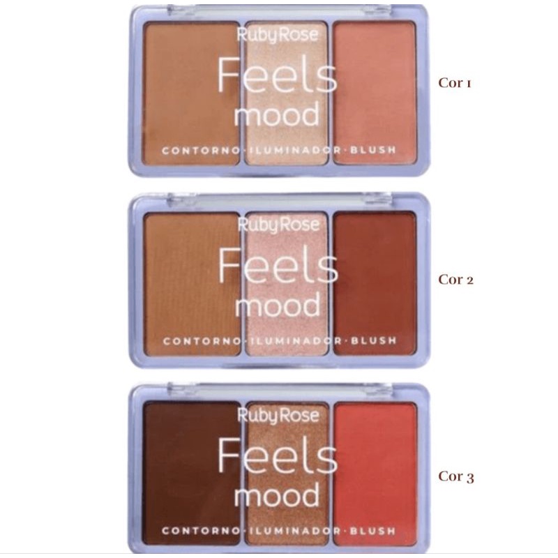 Paleta Trio Contorno Iluminador Blush Feels Mood Ruby Rose Shopee Brasil