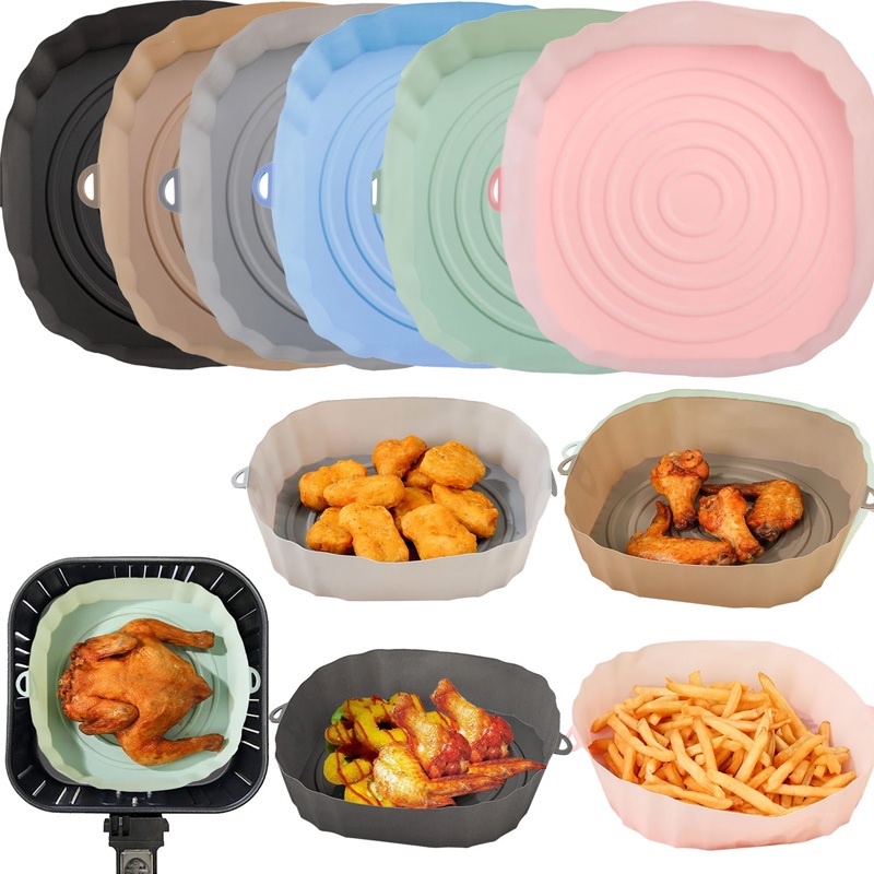 Bandeja Forma Panela Forro Cesto De Silicone Para Airfryer Fritadeira