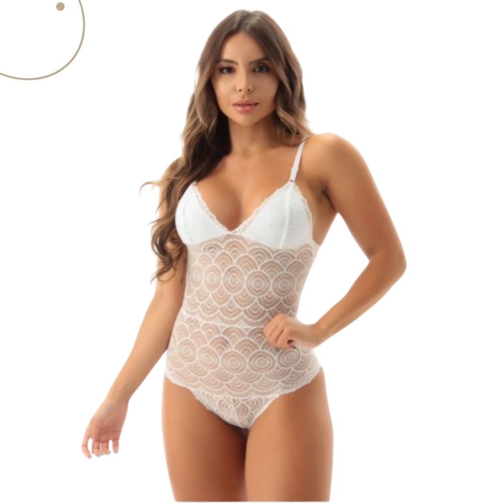 KIT 5 Body De Renda Sem Bojo Forro Decotado Lingerie Bore 4 Cores