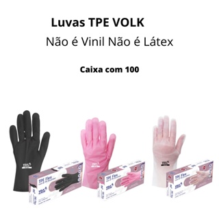 Luvas Viniflex TPE Flex Volk Cx C 100 Cor Rosa Preta Shopee Brasil