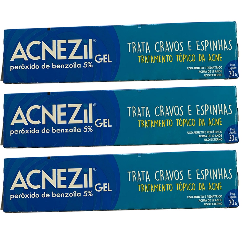 Kit 3 Pomada Para Acne Acnezil Gel 20g Tratamento Para Cravos Espinhas