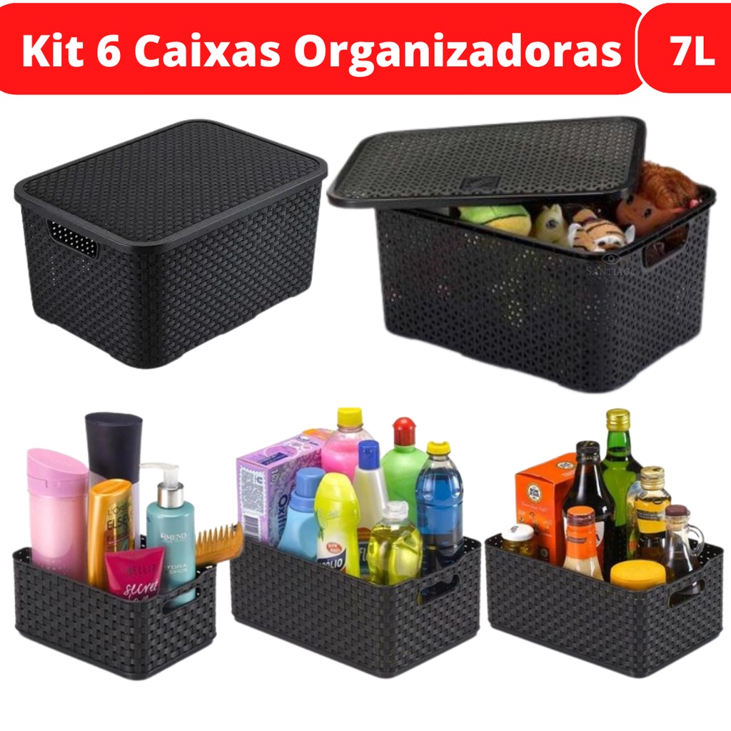 Kit 6 Cesto Caixa Organizadora Rattan 7 Litros Shopee Brasil