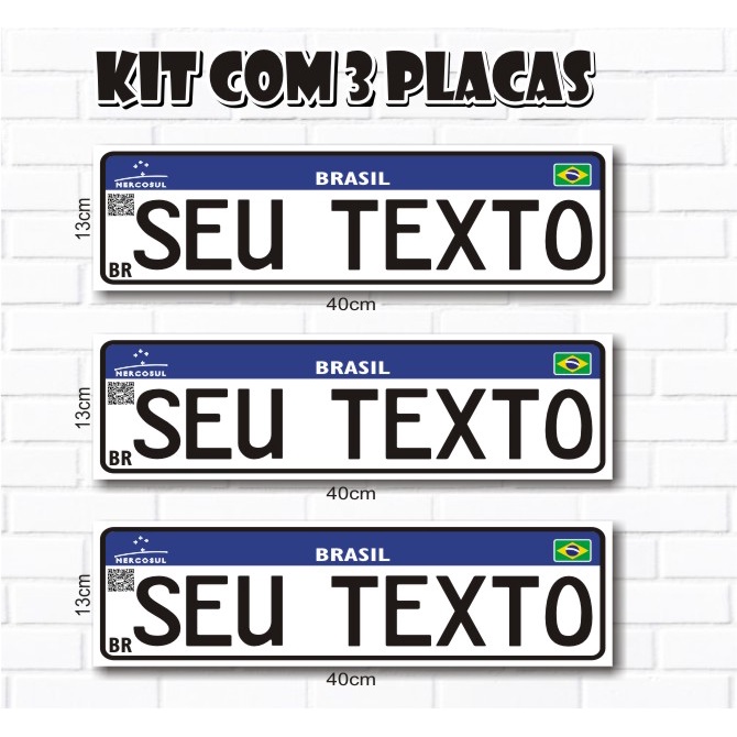 Placa Decorativa Personalizada Estilo Mercosul Placa De Carro Ou