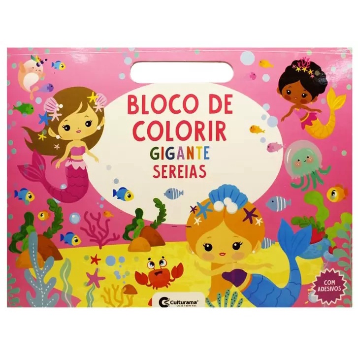 Livro Infantil Bloco De Colorir Gigante Sereias Culturama Shopee