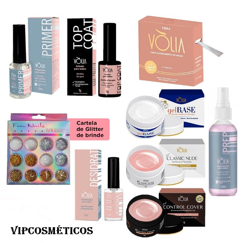 kit vólia gel Control couve gel classic nude gel base preparadores