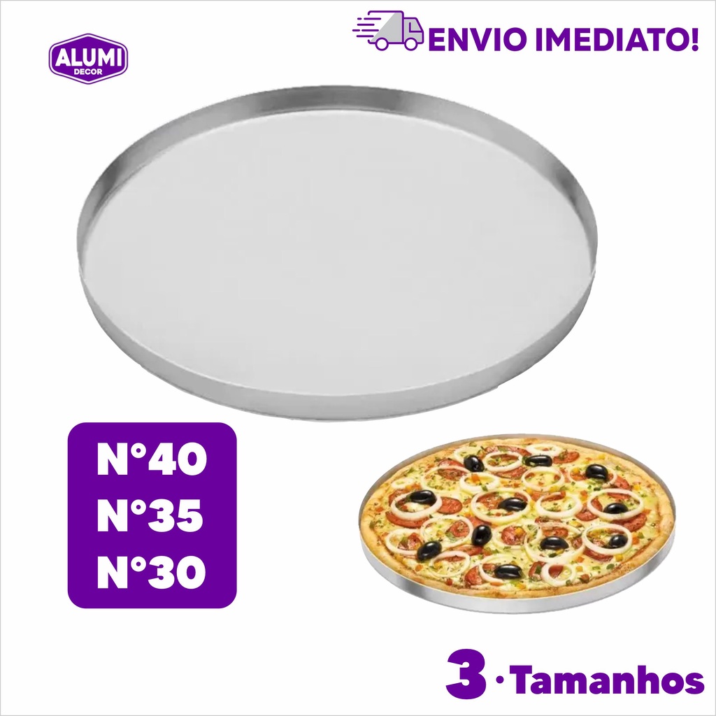 Forma para Assar ou Servir Pizza Em Alumínio Resistente 40cm reconda