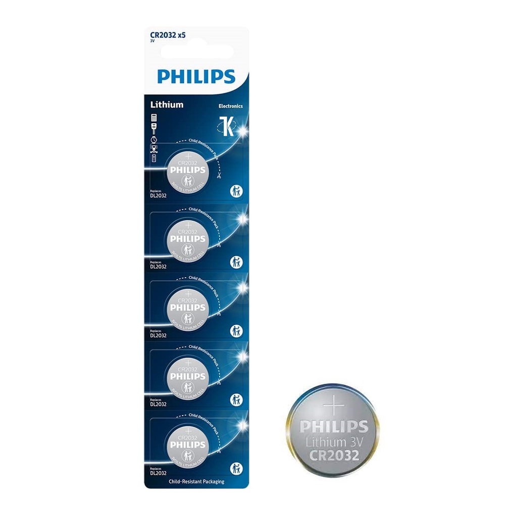 Pilha Bateria Lithium Cr2032 Philips Cartela C 5 Unidades Shopee