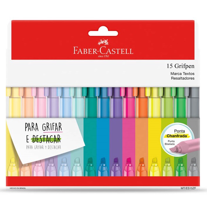 Marca Texto Faber Castell Grifpen C 15 Cores C Cores Novas Neon E