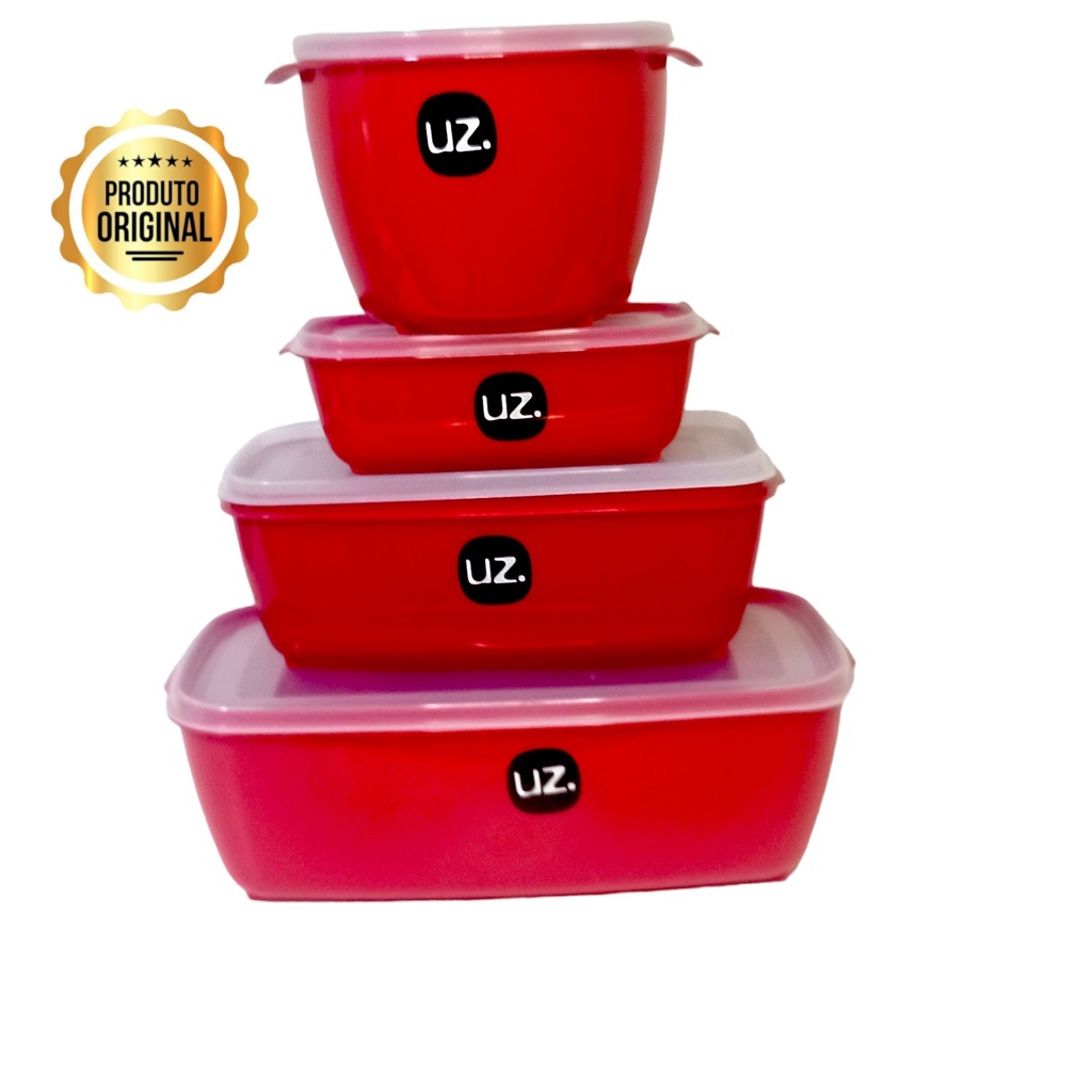 Conjunto Potes Uz Linha Premium Multiuso Quadrados Redondo