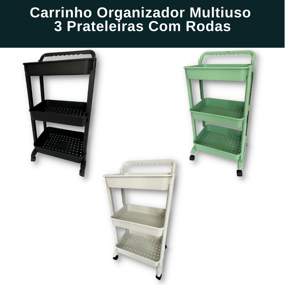 Carrinho Multiuso Organizador 3 Prateleiras E Rodinhas Shopee Brasil