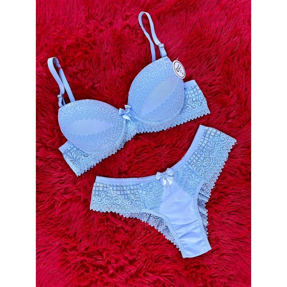 KIT 2 Lingerie Bojo Bella Sutiã Calcinha Lingerie Fio Dental Sensual