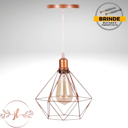 Pendente Aramado Diamante Luminária Lustre TETO Shopee Brasil