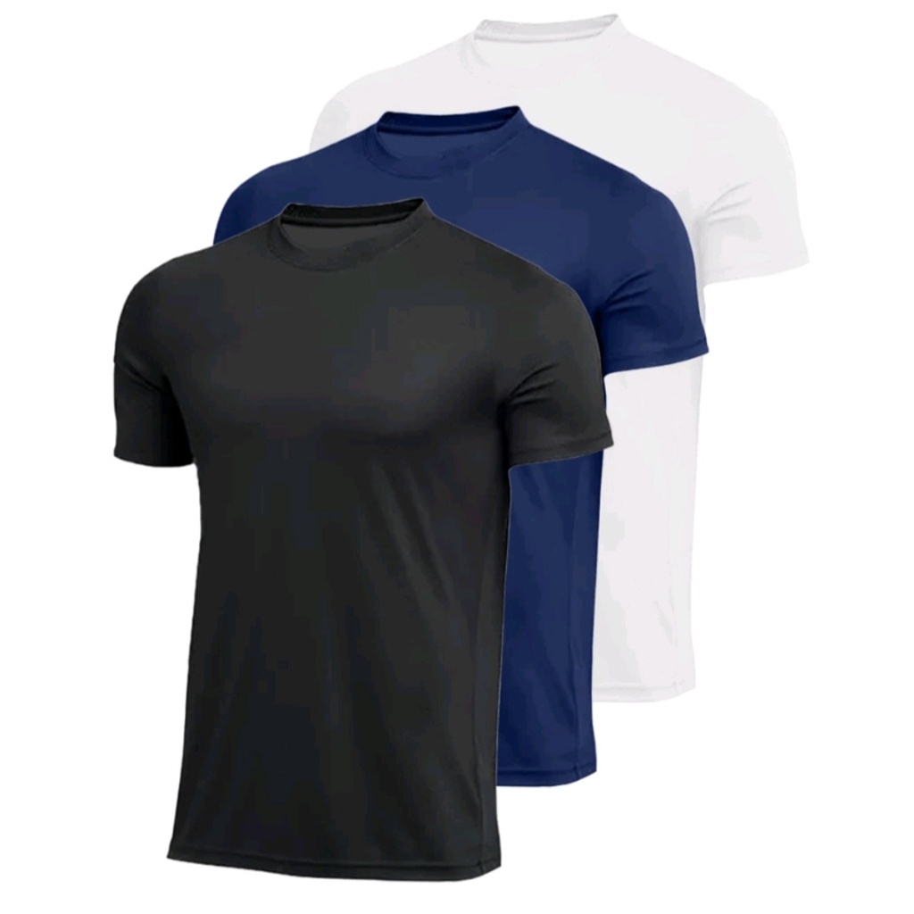 Kit 3 Camiseta Dry Fit Masculina Lisa Casual Treino Academia Esportes