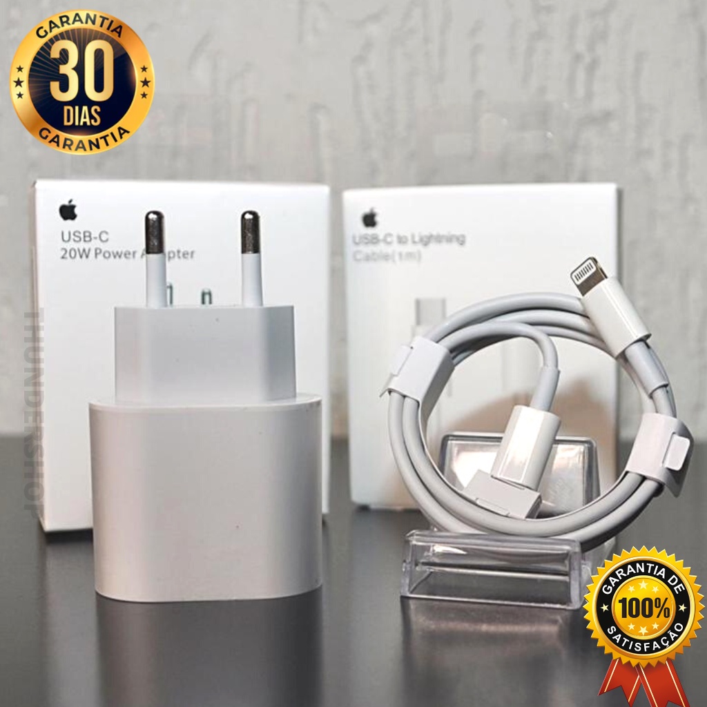 Kit Carregador Completo Iphone Fonte Turbo Usb C W Cabo Lightning