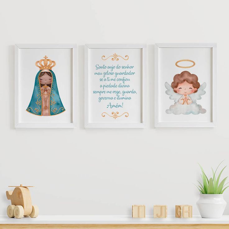 Quadros Decorativos Infantil Kit 3 Peças Nossa Senhora Nossa